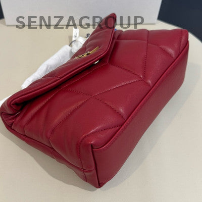 YSL Saint Laurent Puffer Mini Red Lambskin Gold Chain Shoulder Bag