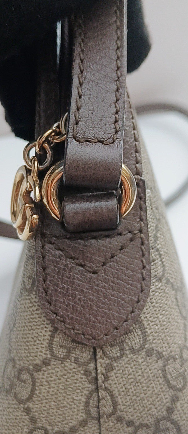 Gucci Sherry Line 2Way Shoulder Bag Crossbody Brown Gold Women Classic Designer