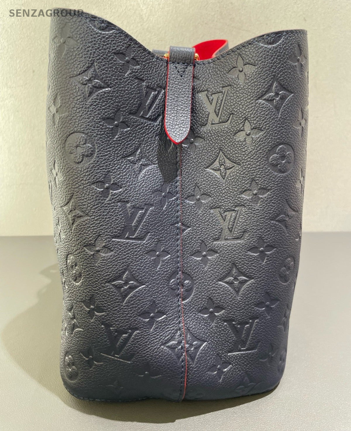 Louis Vuitton Neonoe MM Monogram Bucket Top Handle Bag Crossbody Blue Gold Women