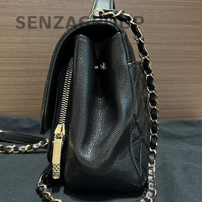 Chanel Black Caviar Medium Messenger Bag with Chain Strap