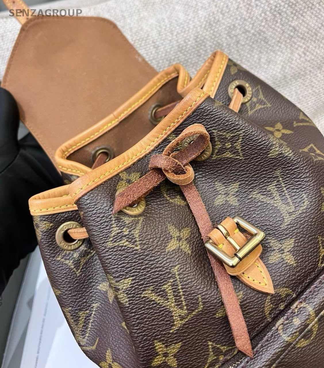 Louis Vuitton Monogram Mini Backpack Brown Gold Women Vintage Classic