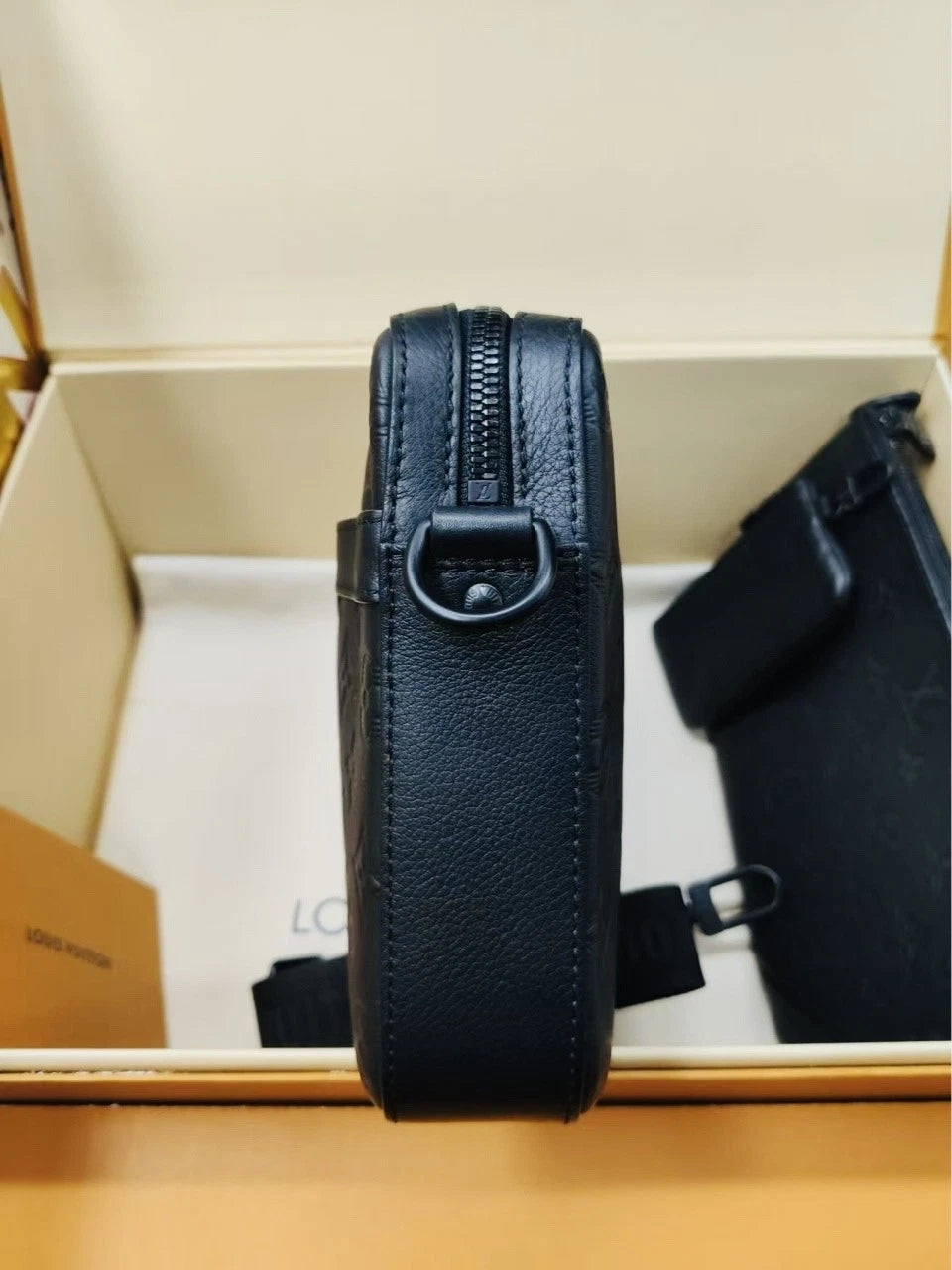 Louis Vuitton Black Trio Embossed Leather Crossbody Messenger Bag For Unisex