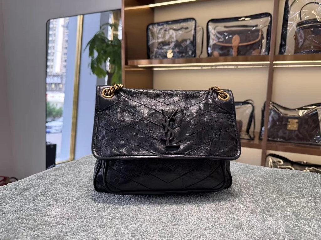 Authentic 99 New YSL NIKI D-Buckle Leather Shoulder Bag For Women