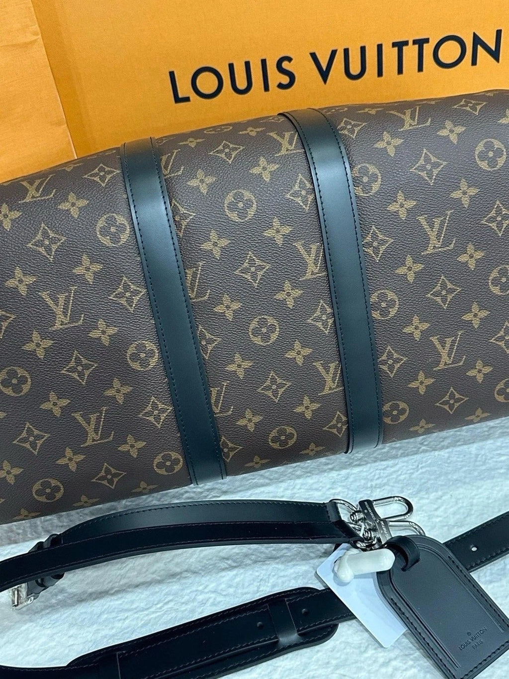 Louis Vuitton Keepall45 Monogram Canvas Black Leather Bag For Women