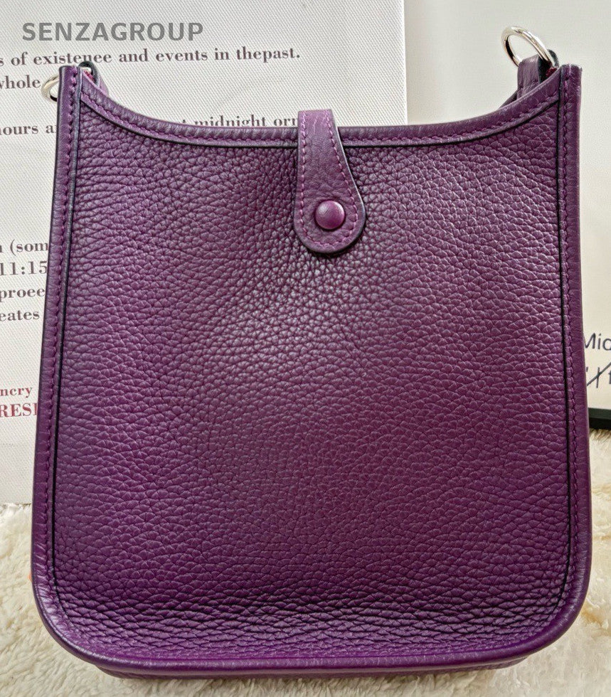 HERMES Evelyne Mini Shoulder Bag Crossbody Purple Silver Used Women Classic