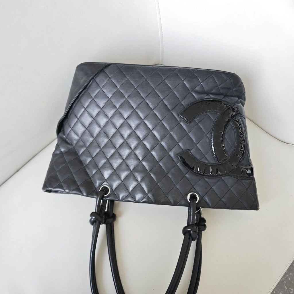 CHANEL So Black Leather Large Bucket Tote Bag For Women