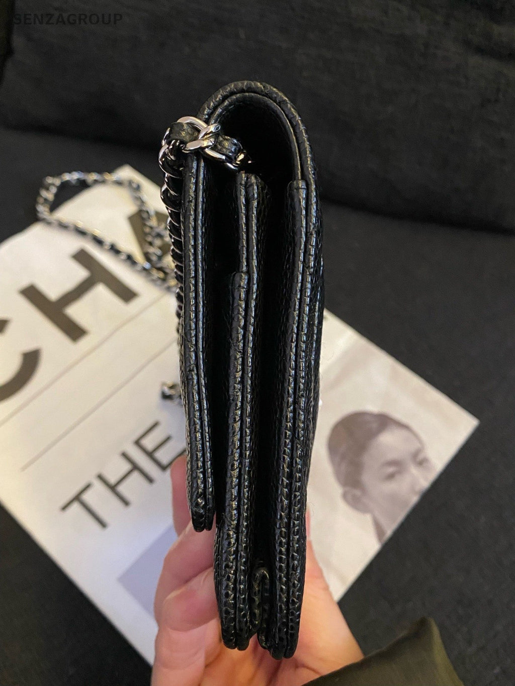 Chanel WOC Chain Diamond Shoulder Bag Crossbody Black Silver Women Classic