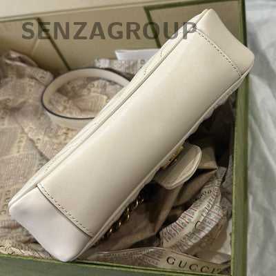 Gucci Marmont 22 White Gold Chain Shoulder Crossbody Bag Women's Classic