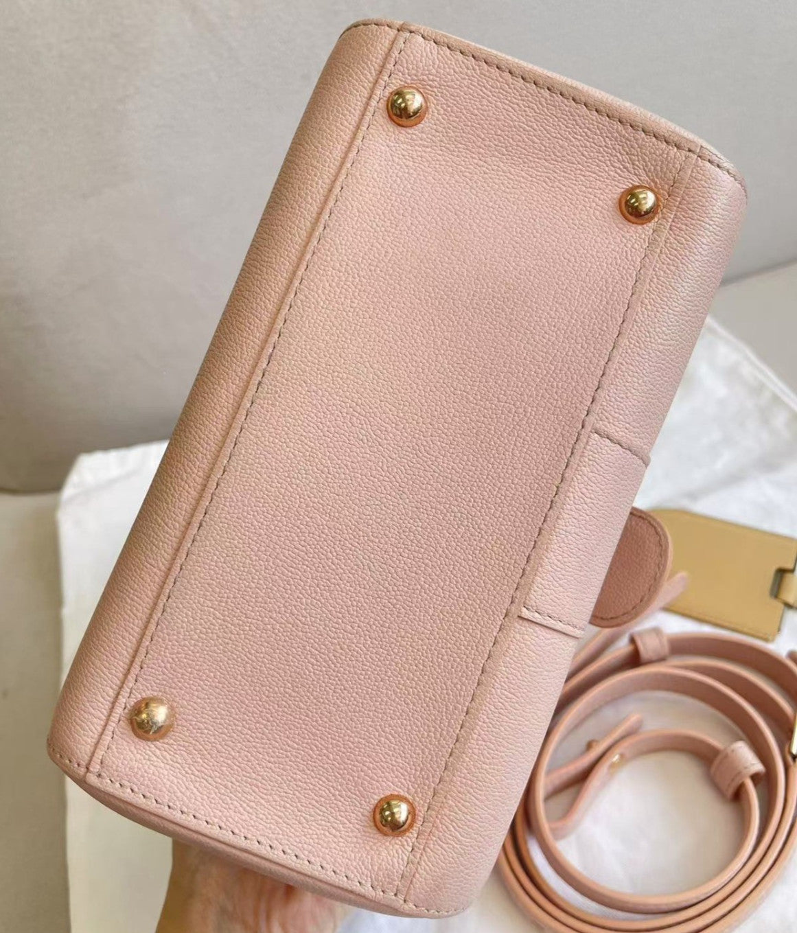 Delvaux  Brillant Mini Top Handle Bag Crossbody Pink Gold Used Women Classic