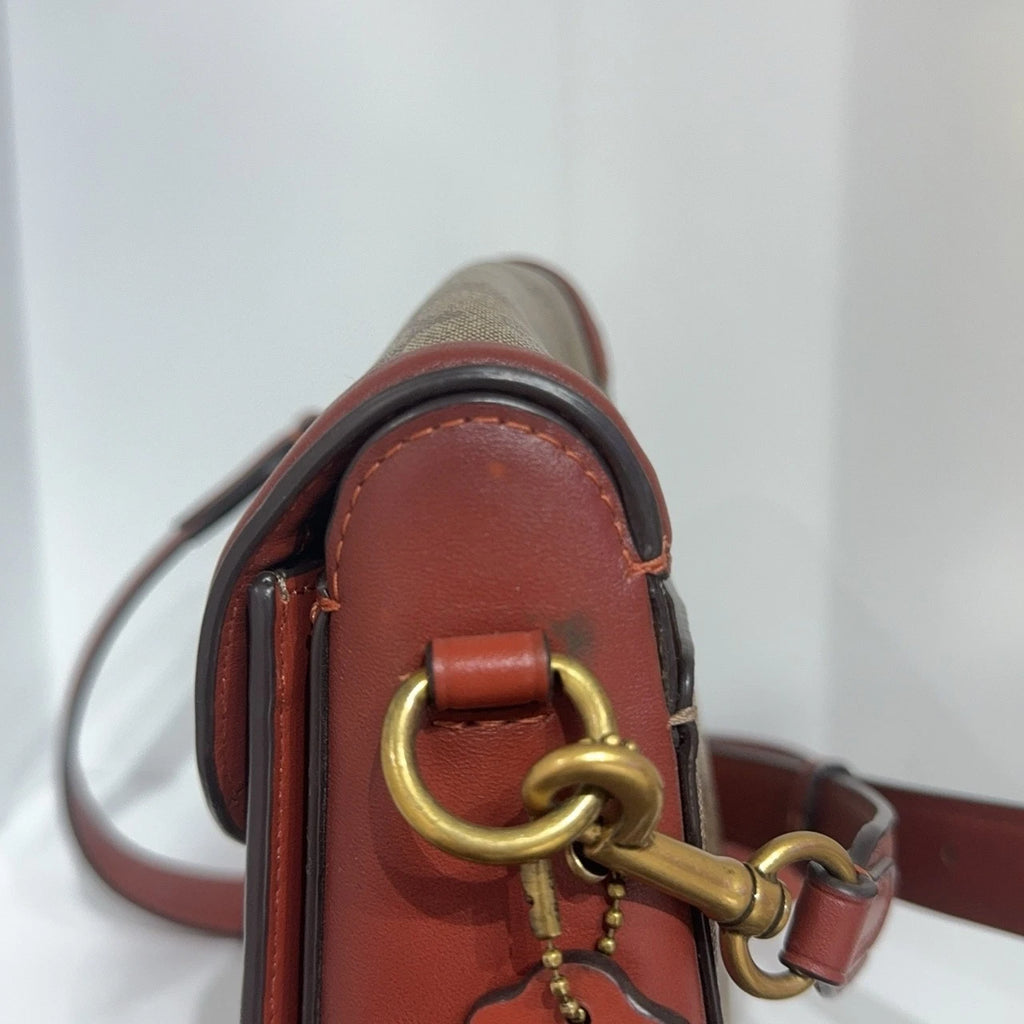 COACH Jade Monogram Canvas Leather Monster Print Crossbody Women