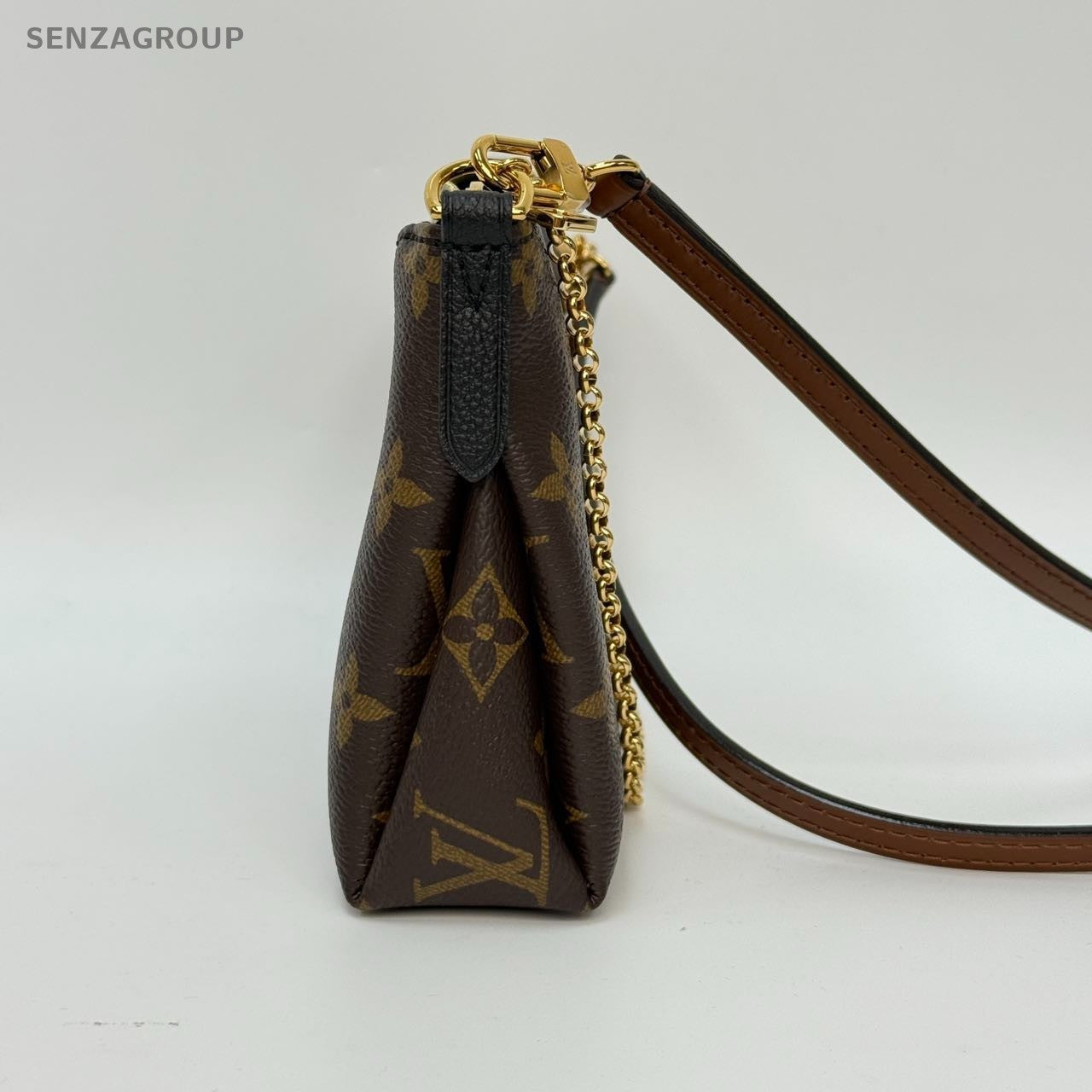 #1 - SJ0001  Louis Vuitton Pallas Clutch Brown Canvas