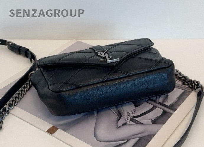 YSL Saint Laurent College Black Silver Shoulder bag Crossbody