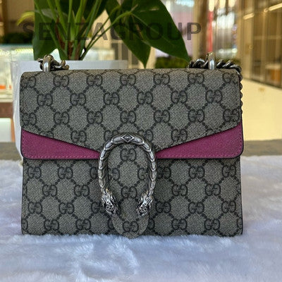 Gucci Dionysus Small GG Supreme Shoulder Bag Pink Silver