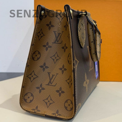 Louis Vuitton OnTheGo MM Monogram Tote Bag Brown Gold Hardware