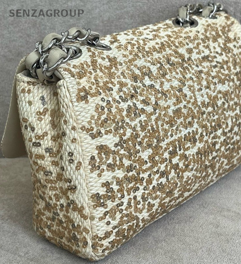 Chanel Classic Flap Chain Sequins Shoulder Bag Crossbody Yellow Women Designer