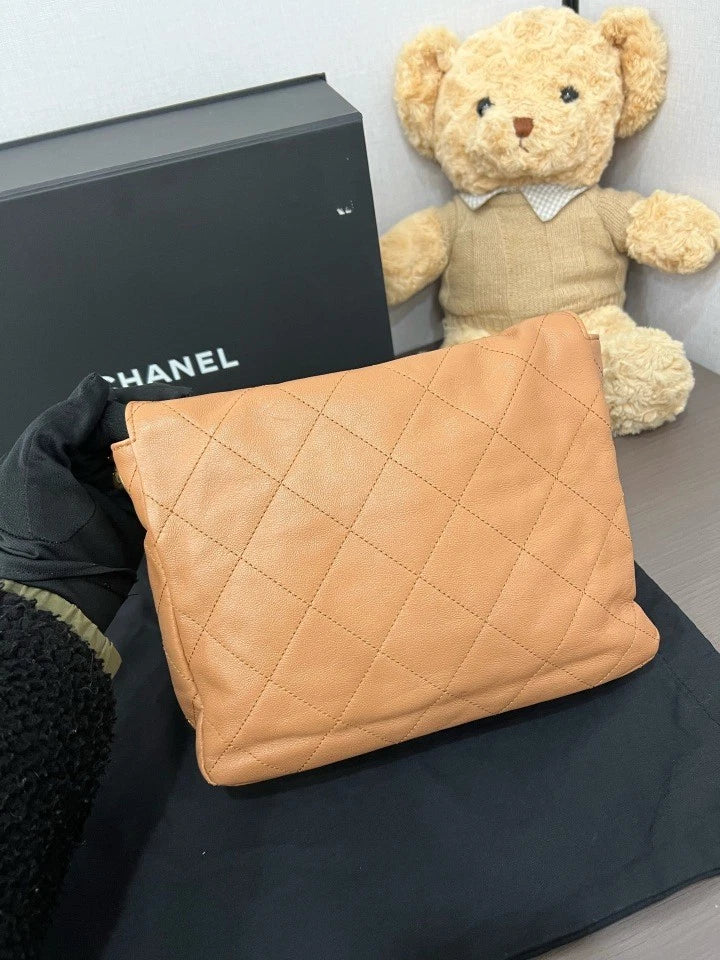 CHANEL 24P Caramel Hobo Chain Shoulder Bag For Women