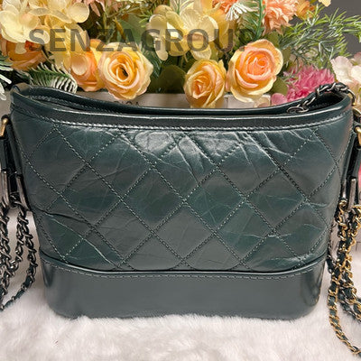 Chanel Black Gold Quilted Small Gabrielle Hobo Chain Shoulder Crossbody Bag