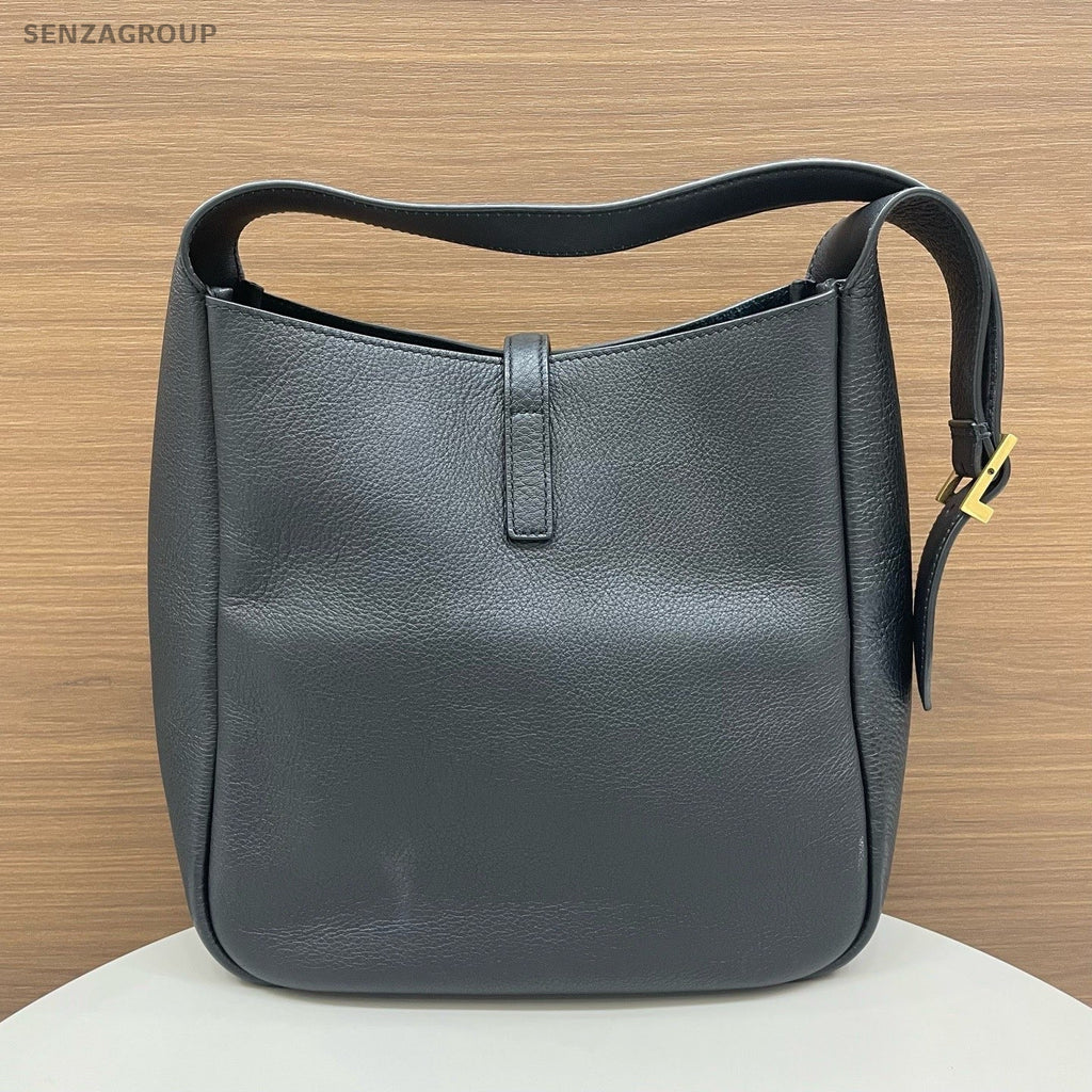 Saint Laurent Hobo PM Shoulder Bag Black Gold Used Women Classic Fashion