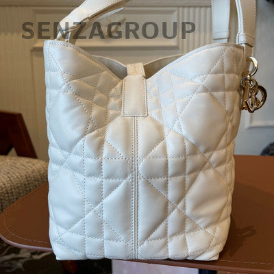 Dior Medium Toujours Bag White Gold Calfskin Cannage Handbag