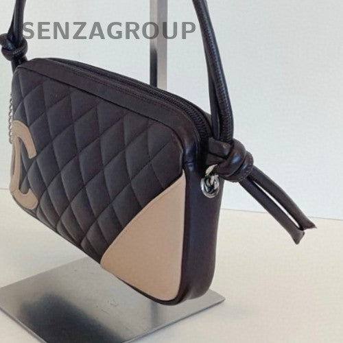 Chanel Cambon Vintage Shoulder Bag Black Orange Used Women Classic Diamond