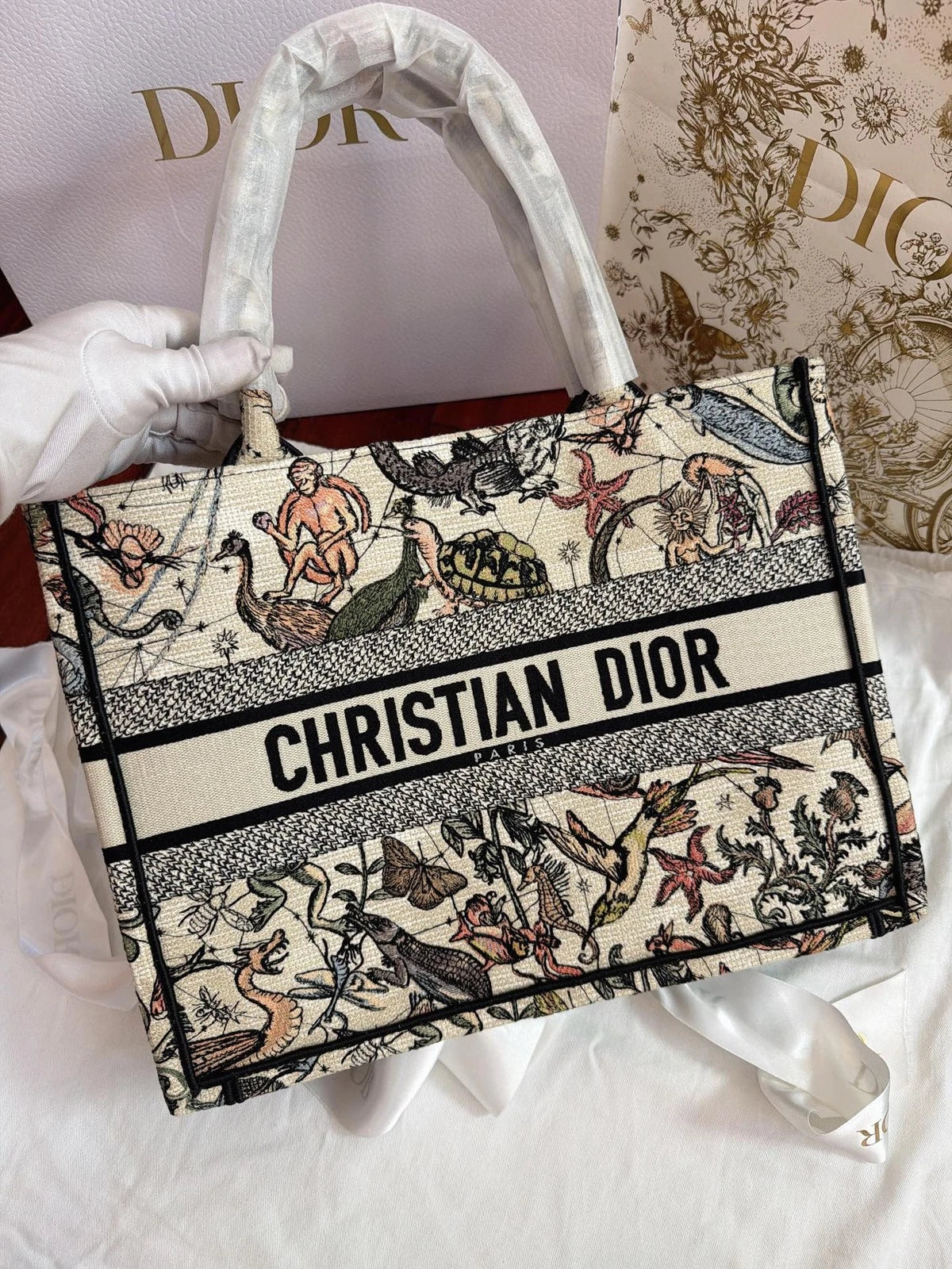 Dior Book Tote Canvas Handbag Tote Bag Excellent