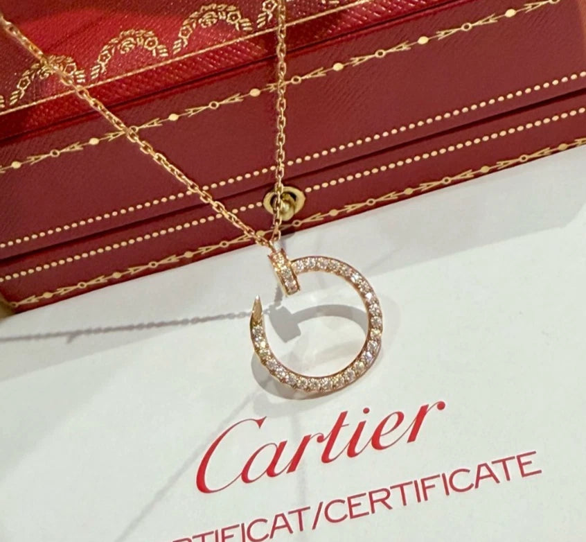 New Cartier Juste un Clou Necklace 18k Rose Gold Pavé Diamonds Pendant