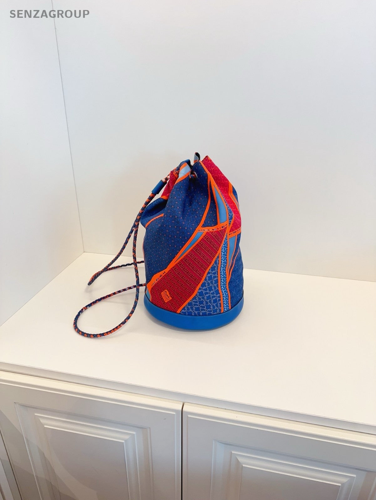 Hermes Orange Blue Drawstring Bucket bag