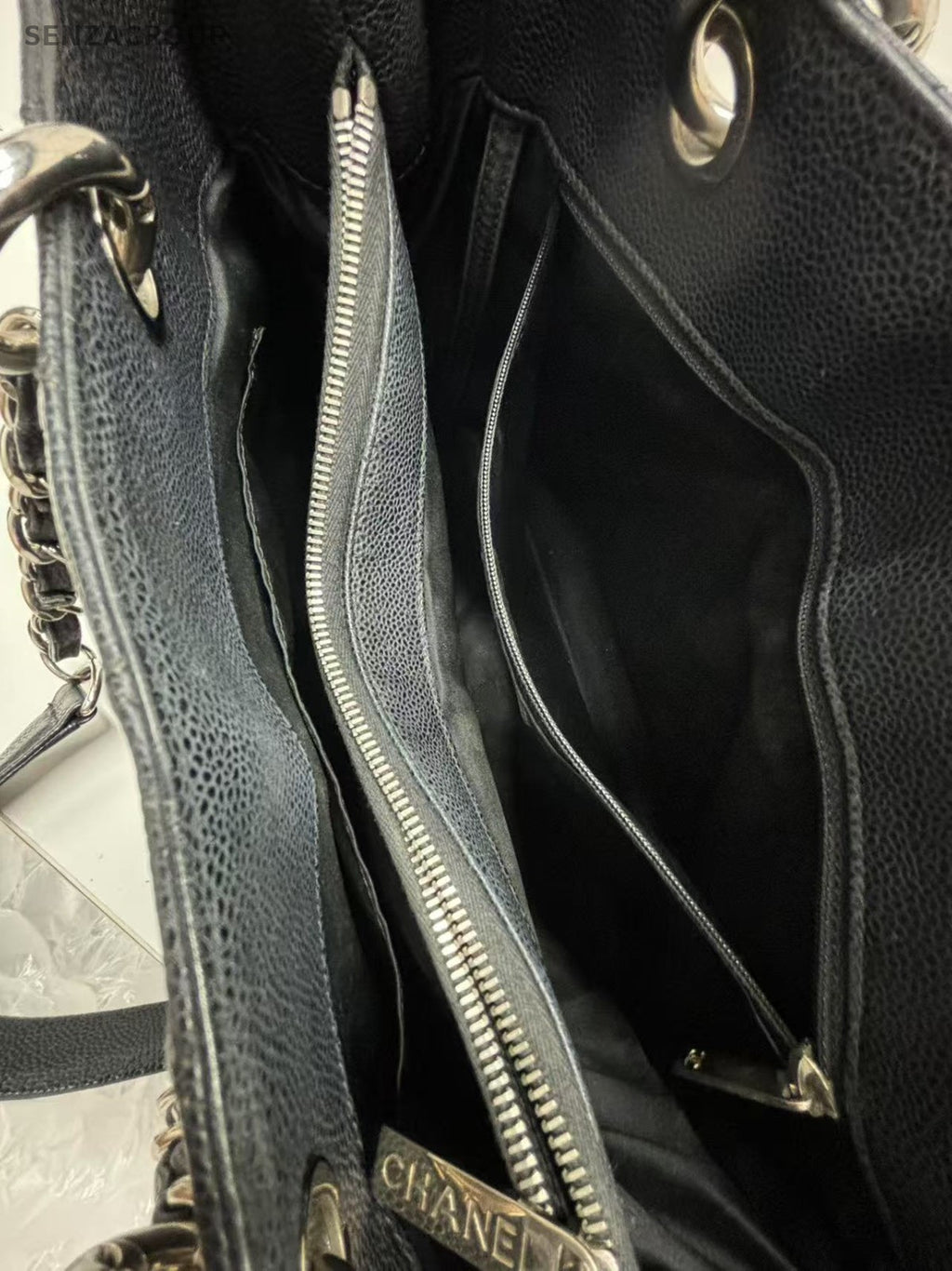 CHANEL Black Silver MatelasseChain GST  Shoulder Bag Tote