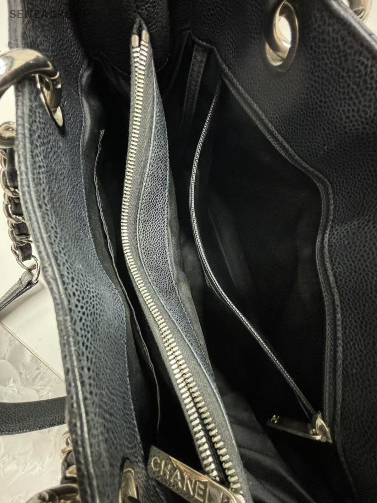 CHANEL Black Silver MatelasseChain GST  Shoulder Bag Tote