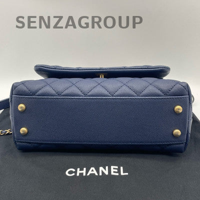 Chanel Coco Handle Small Blue Calfskin Quilted Chain Crossbody Bag