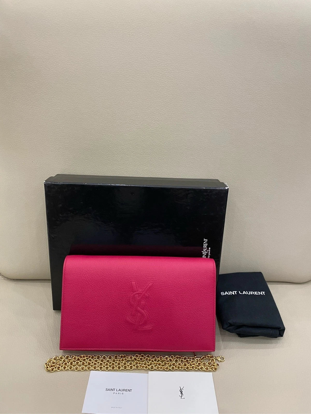 YSL Embossed Leather Chain Crossbody Bag For Women