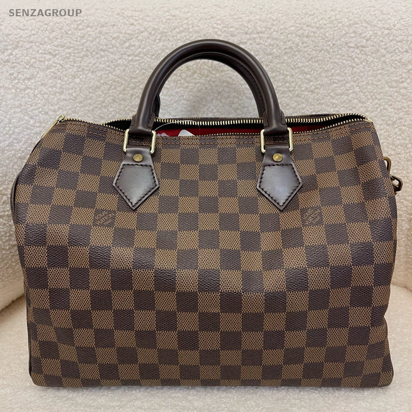Louis Vuitton Speedy Damier Ebene Handbag Brown Gold Women's Classic