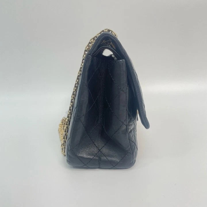 CHANEL Black 2.55 Medium Chain Shoulder Crossbody Bag For Women