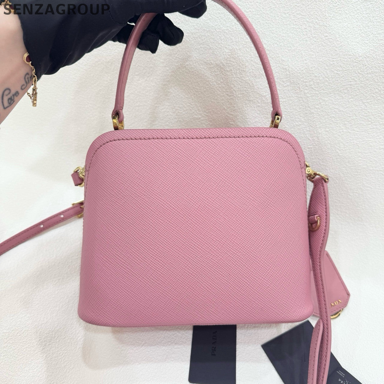 Prada Matinee Mini Shell Bag in Pink Gold - Women's Shoulder Handbag
