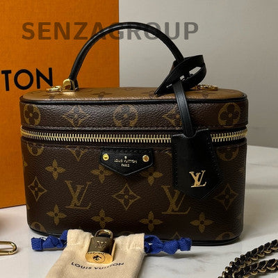 Louis Vuitton Vanity Chain Pouch Brown Cosmetic Bag Women's Shoulder Bag