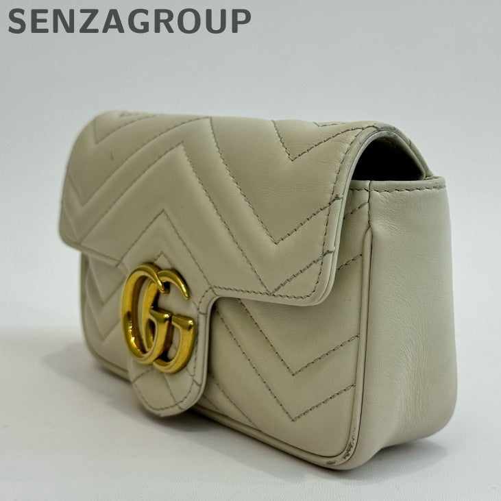 Gucci Marmont Mini Bag White Gold Chain Crossbody Shoulder Bag