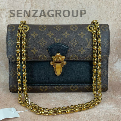 Louis Vuitton Victoire Black Monogram Chain Shoulder Crossbody Bag Women