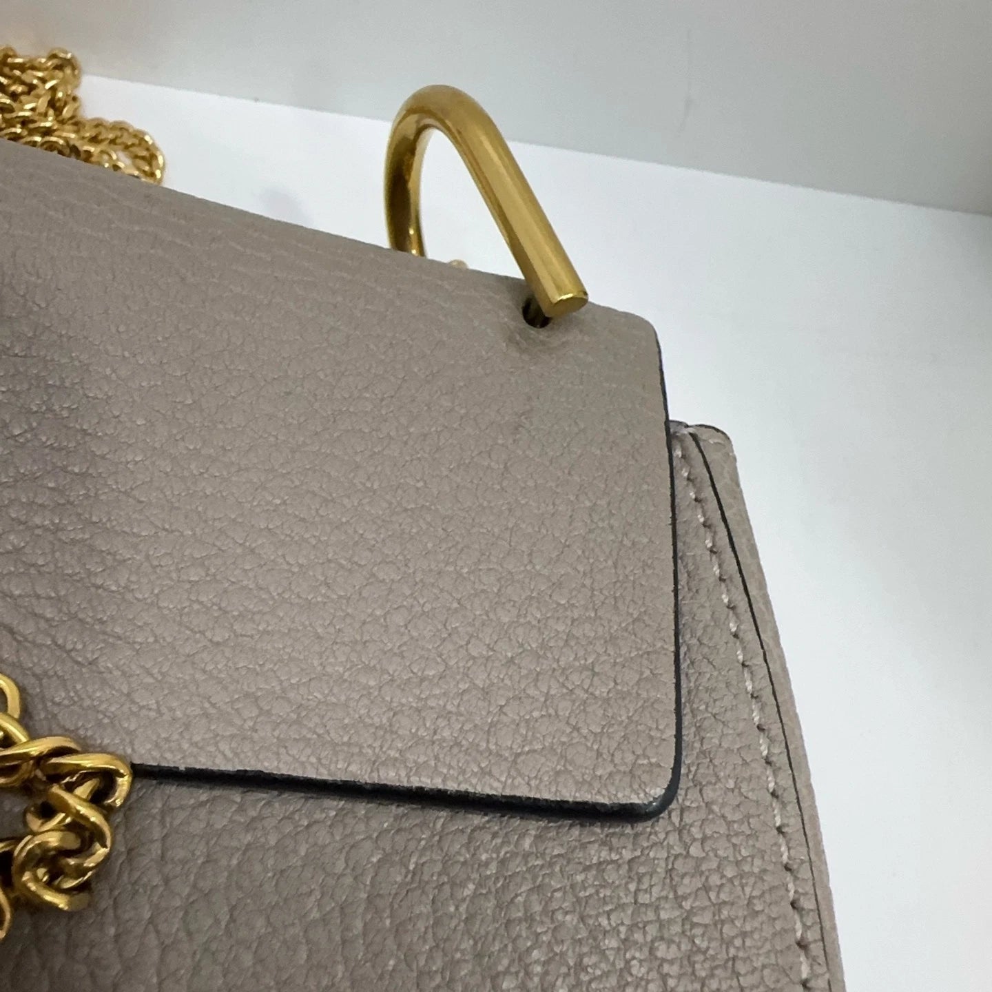 Chloe Gray Leather Mini Shoulder Crossbody Bag for Women