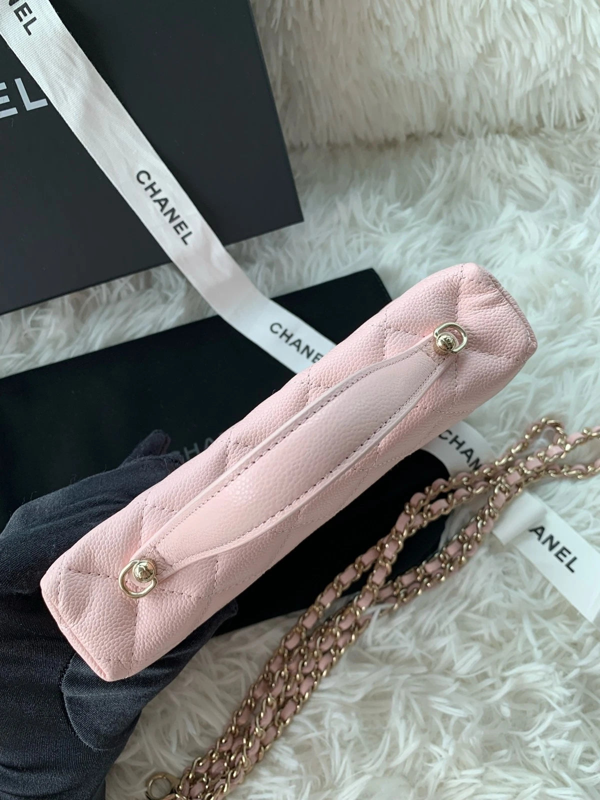 Chanel Pink Leather Lunch Box Shoulder Handbag For Women
