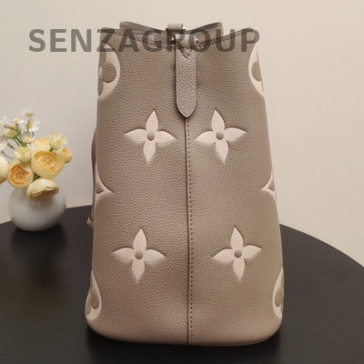 Louis Vuitton Monogram Bucket Shoulder Crossbody Bag Grey Gold Women