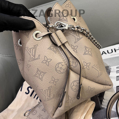 LV Bella Grey Silver Buckle Monogram Bucket Shoulder Crossbody Bag