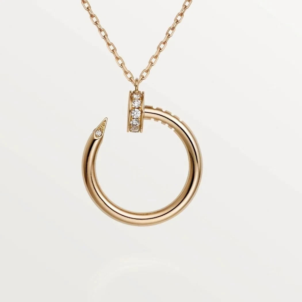 New Cartier Juste un Clou Necklace 18k Rose Gold 14 Diamonds Pendant