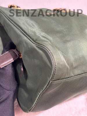 Prada Green Parachute Tote Chain Shoulder Bag Women's Classic