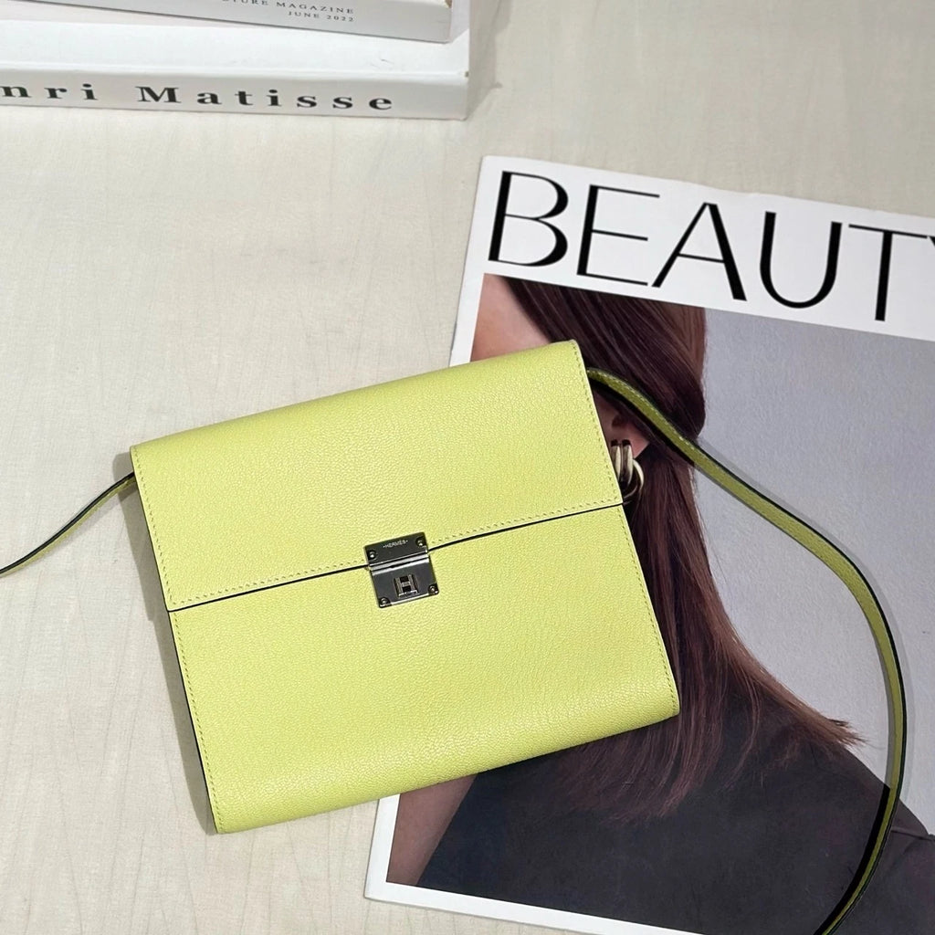 Hermes Clic Yellow Goat Leather Shoulder Bag For Women