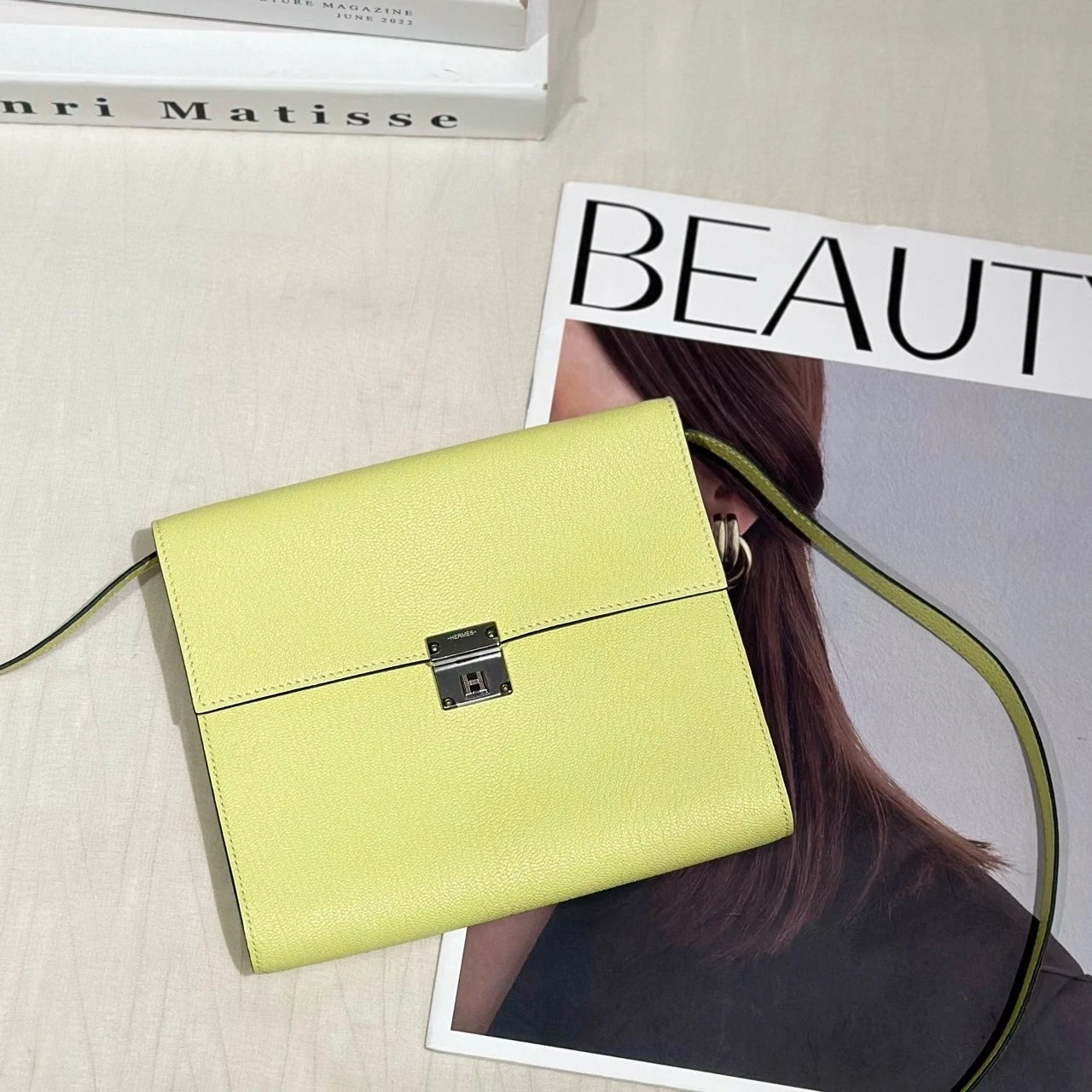 Hermes Clic Yellow Goat Leather Shoulder Bag For Women
