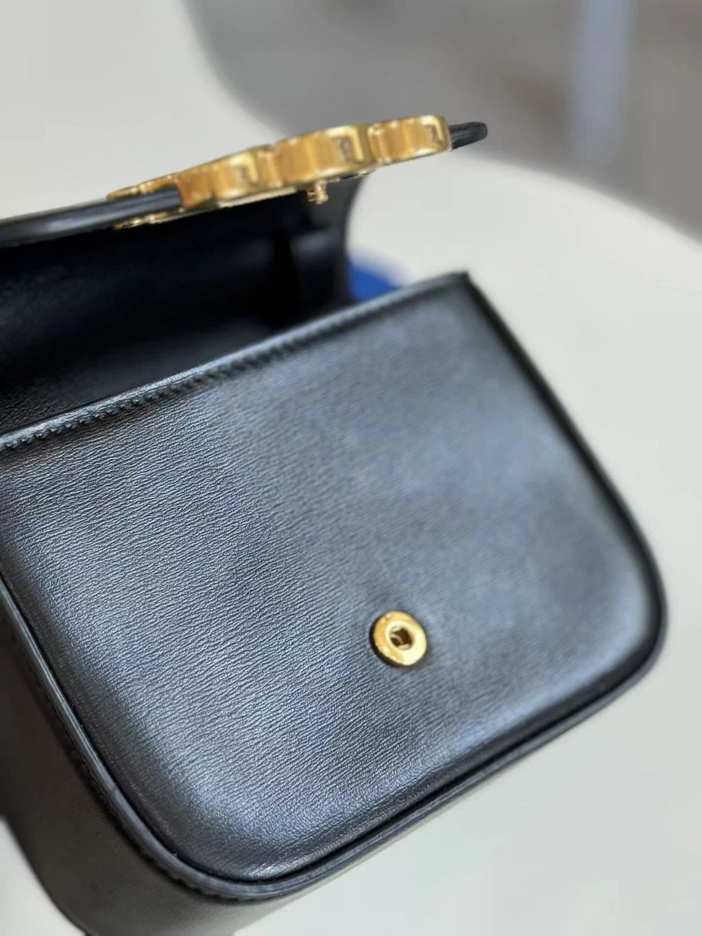 CELINE Triomphe Black Gold Mini Crossbody Bag For Women