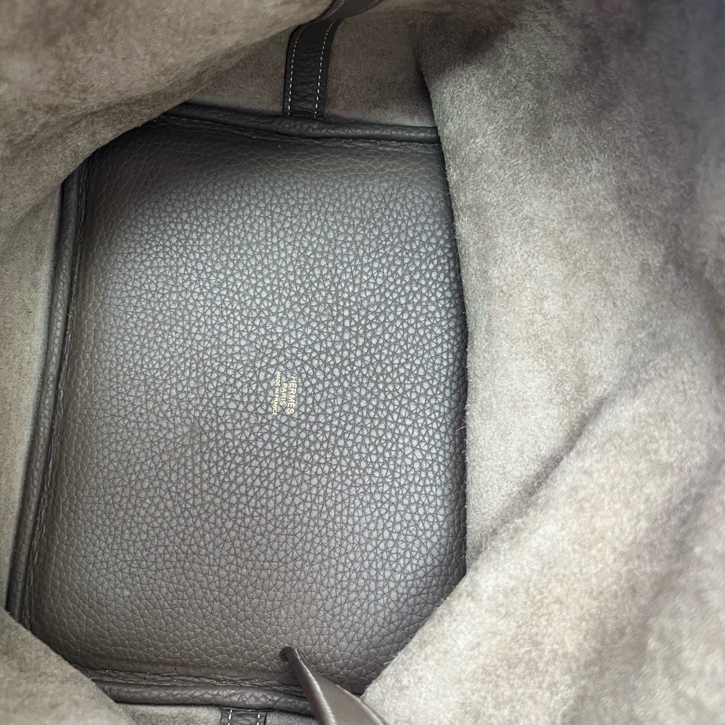 Hermes Picotin22 Top Handle Shoulder Bag Gray Gold Women Classic Fashion