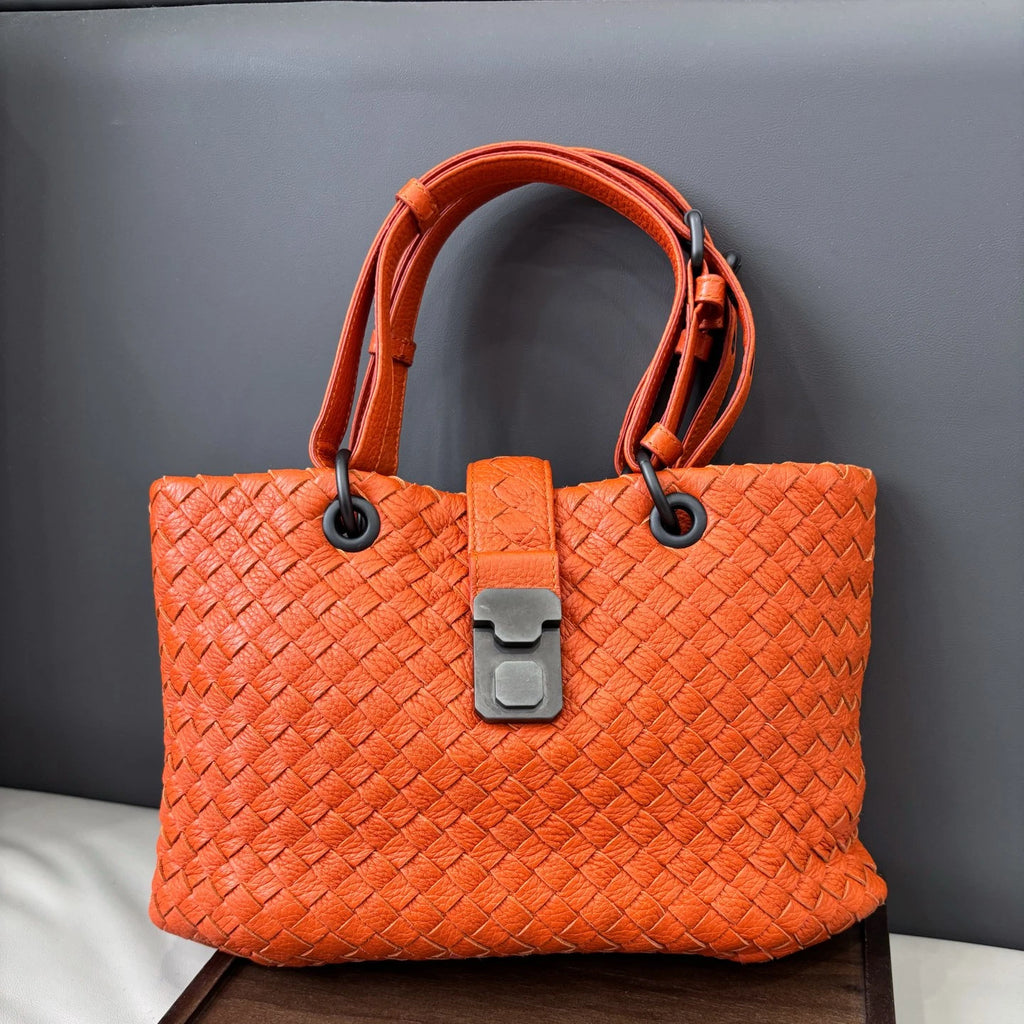 Bottega Veneta Roma Tote Mini Handbag Shoulder Bag Orange Women Classic
