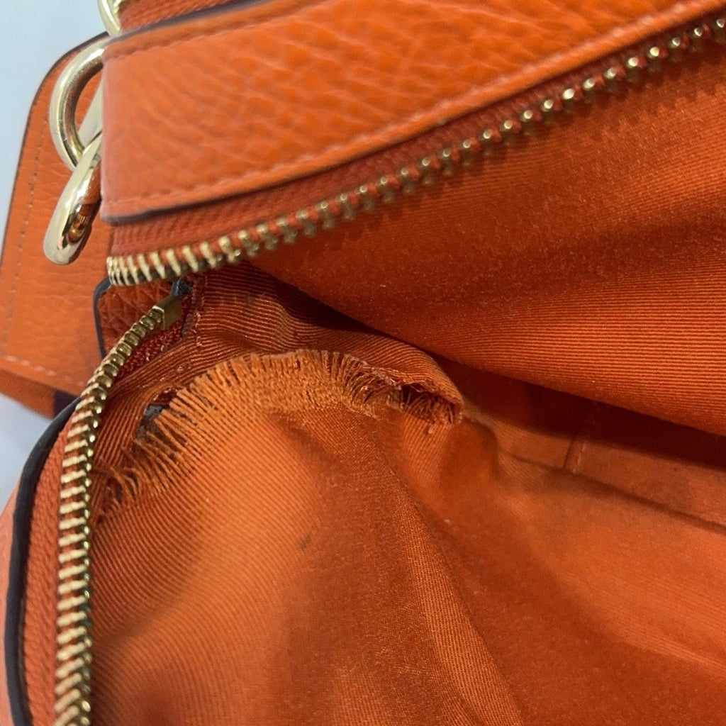 Coach Orange Horse Carriage Logo Print Camera Crossbody Bag For Women