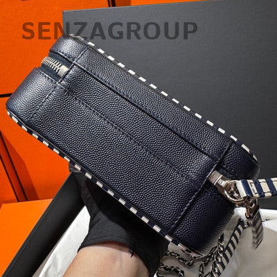 Chanel Vanity Case Navy Blue Calfskin Chain Shoulder Crossbody Bag Women